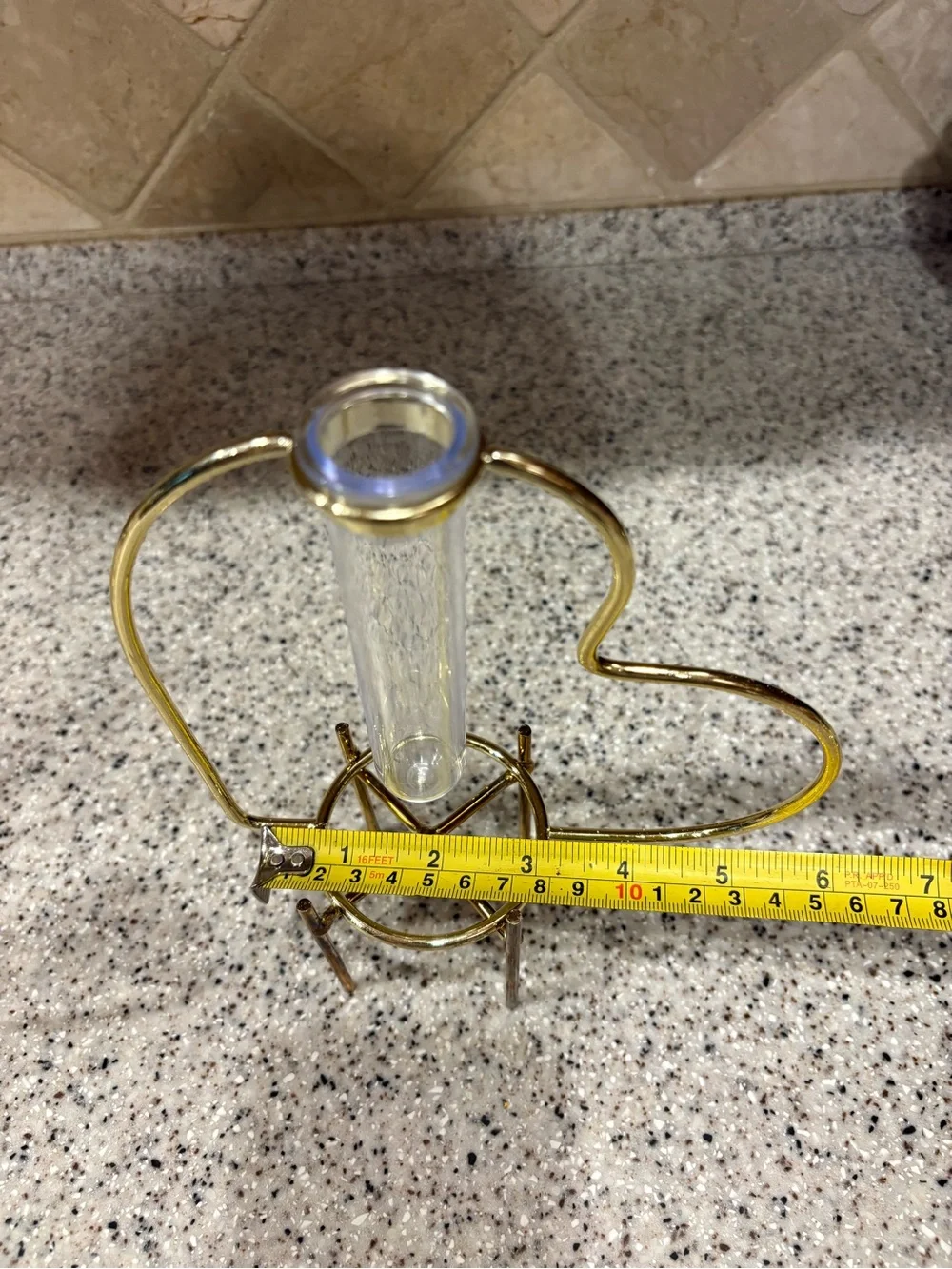 Target Bullseye Gold Tone Heart Shaped Plant Propagation Tube Vase Holder 5 pc